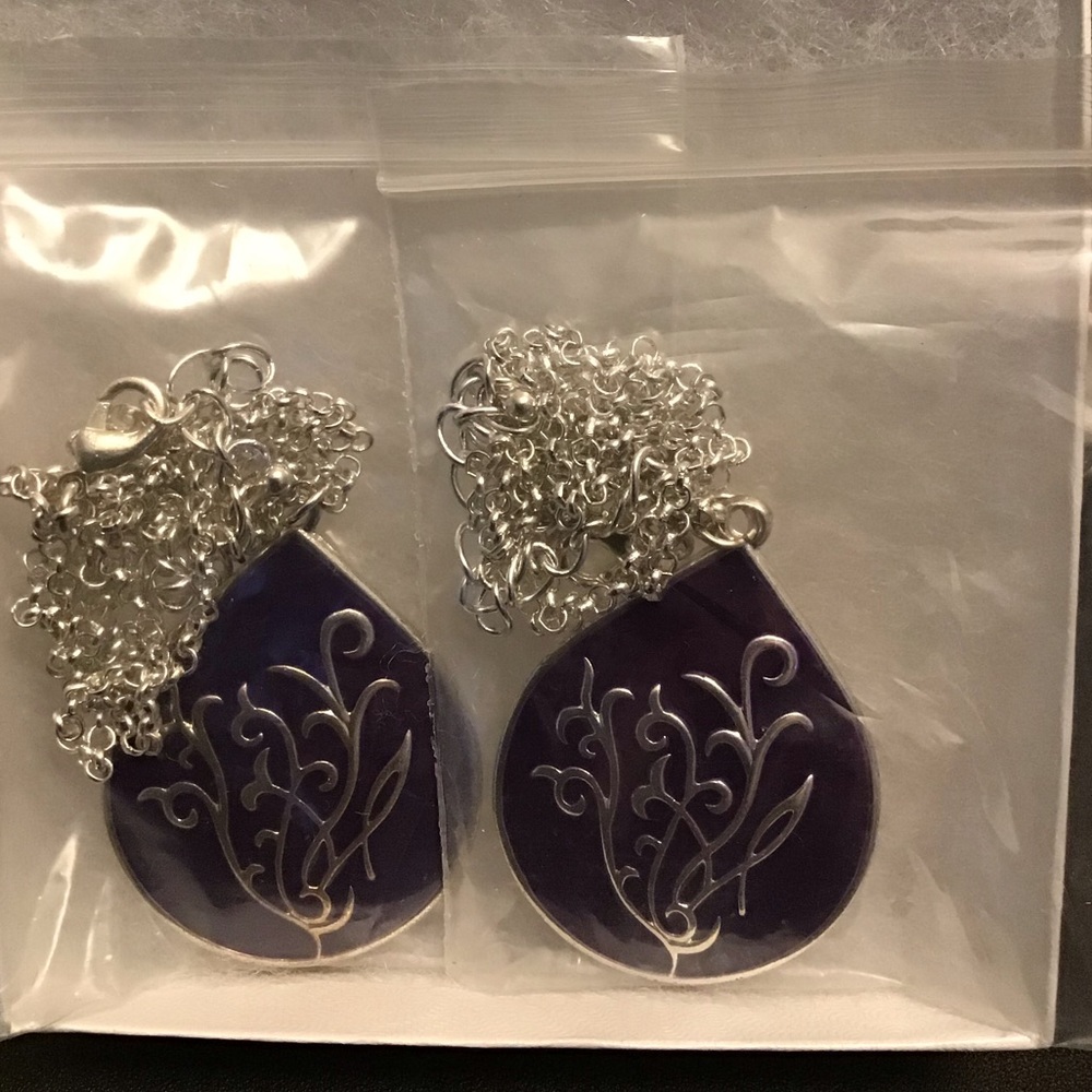 2 Tear drop Younique branded necklace